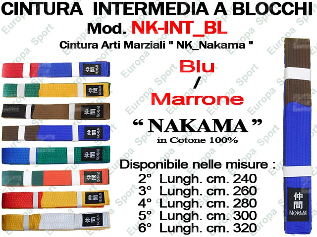 CINTURA ARTI MARZIALI - BLU / MARRONE - MOD. NAKAMA INT_BL