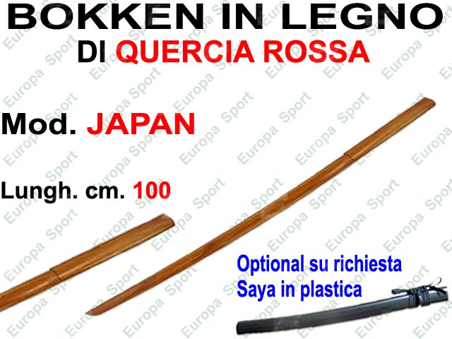 BOKKEN CON SAYA IN LEGNO DI QUERCIA ROSSA CON MANICO RICOPERTO IN CORDA -  CM. 100 MOD.