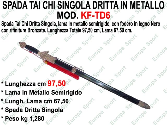 SPADA TAI CHI SINGOLA DRITTA IN METALLO SEMIRIGIDO CMOD. KF-TD6